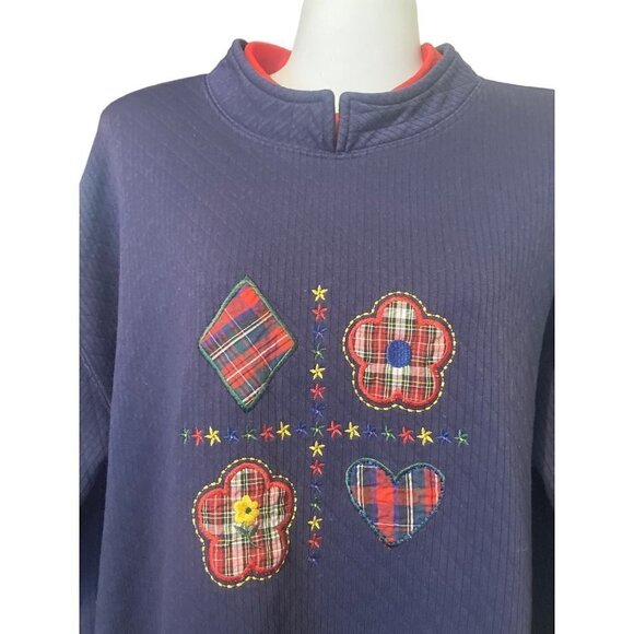 Womens Sarah Bentley Sport Vintage Pullover Top Knit XL Sweatshirt Applique - Picture 5 of 8